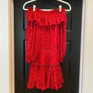Misa Los Angeles Off the Shoulder Red Mini Dress, Size XS